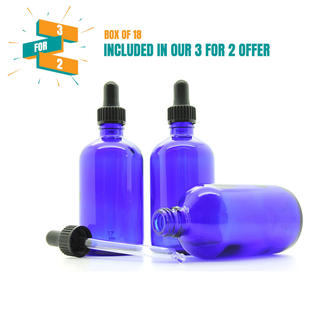 100ml Blue Moulded Glass Dropper Bottle