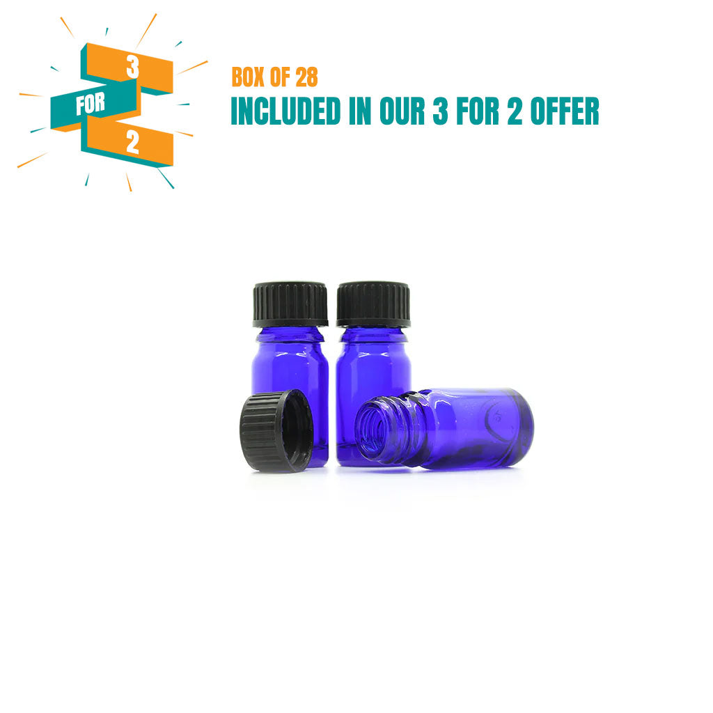 5ml Blue Moulded Glass Screw Cap Bottle