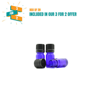 5ml Blue Moulded Glass Screw Cap Bottle with Tamper Evident Cap