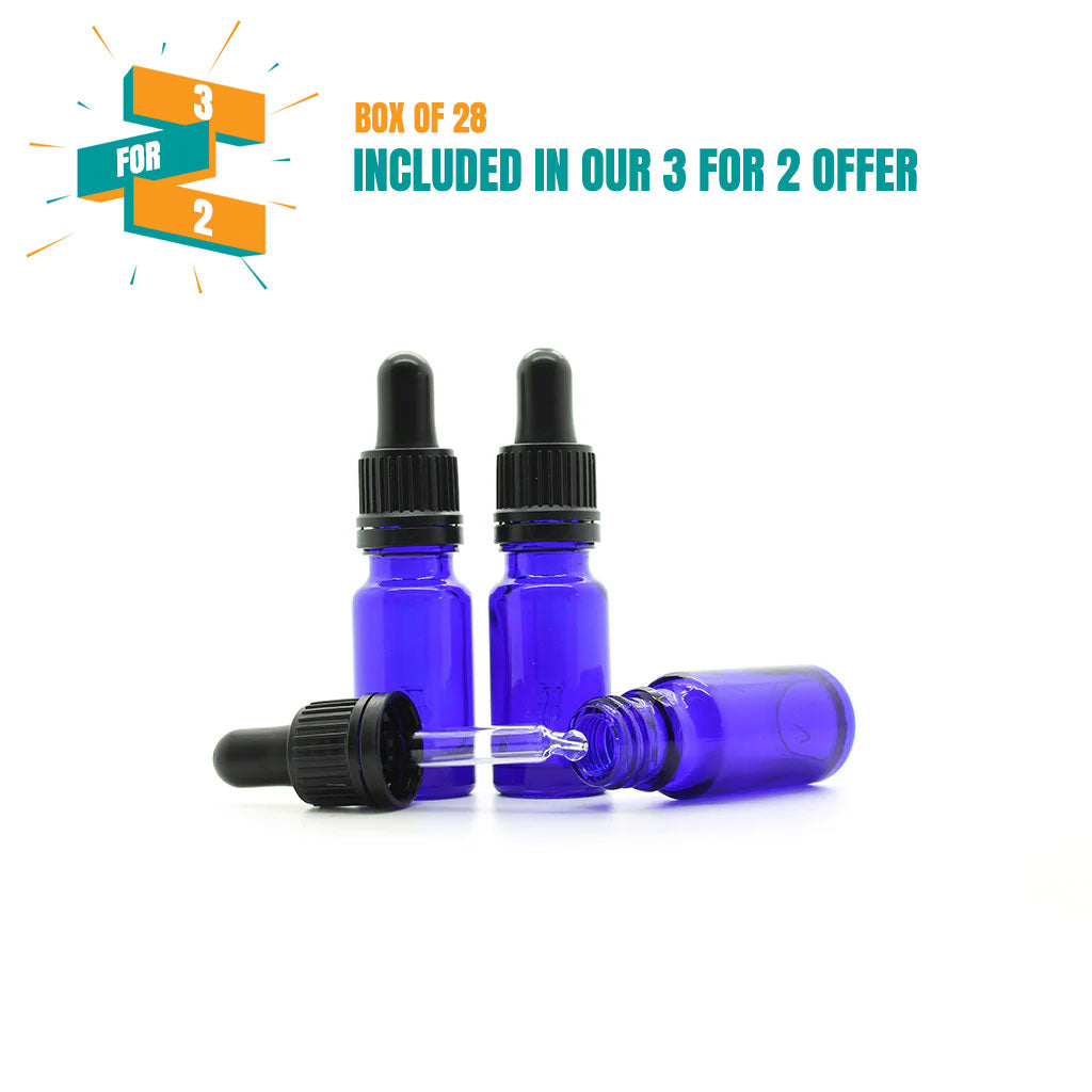 10ml Blue Moulded Glass Dropper Bottle with Tamper Evident Cap